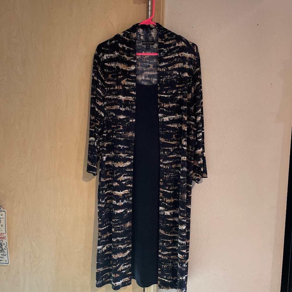 Connected Apparel Black and Gold Midi Dress